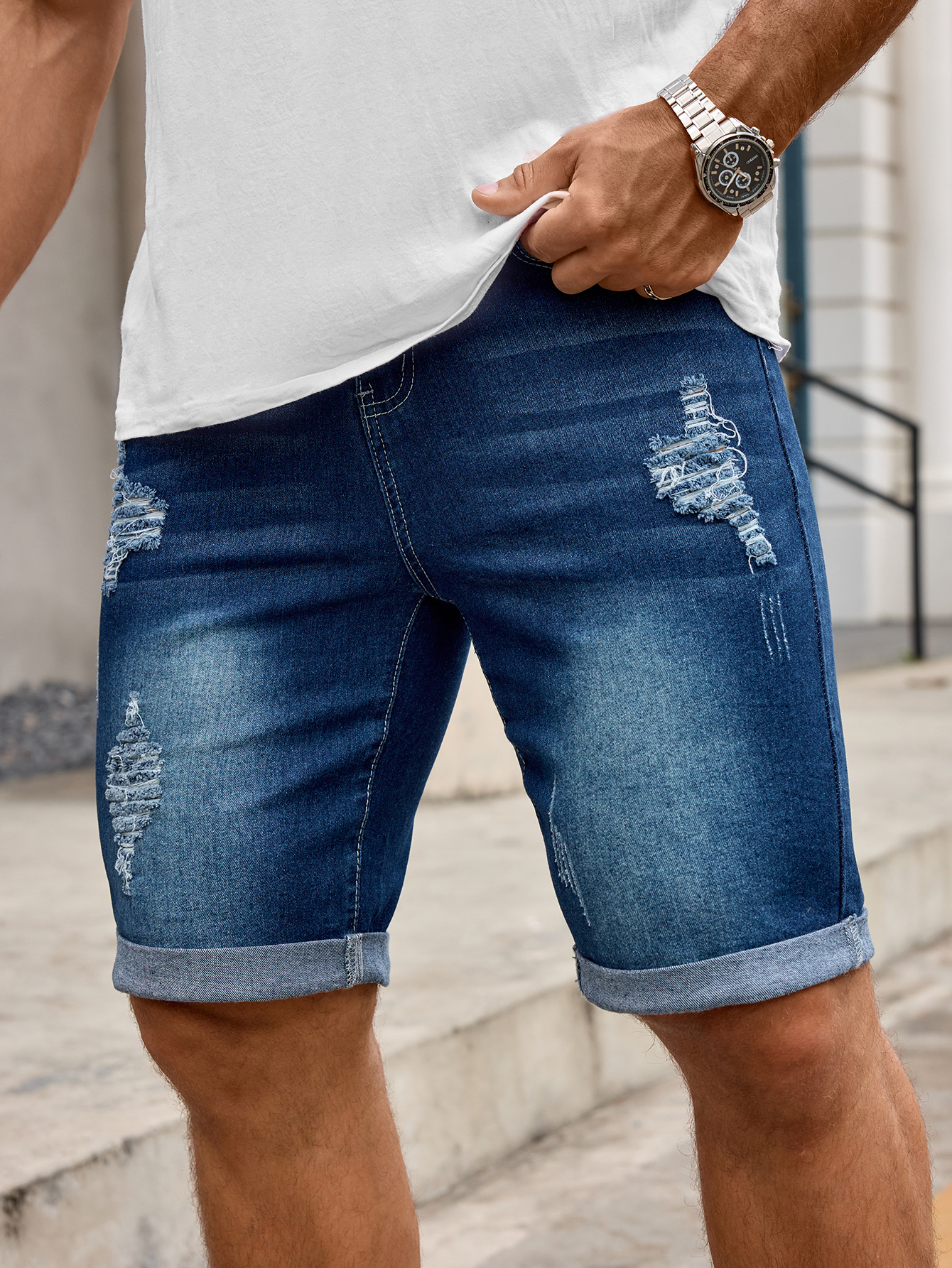 Streetwear Brand Shorts - Men Denim Trousers Jeans Shorts Pants,