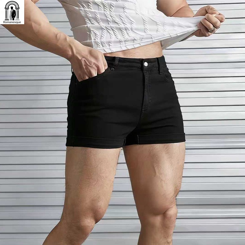 Men's Sexy Slim Fit White Deni - Streetwear Brand Shorts avaliação e preço