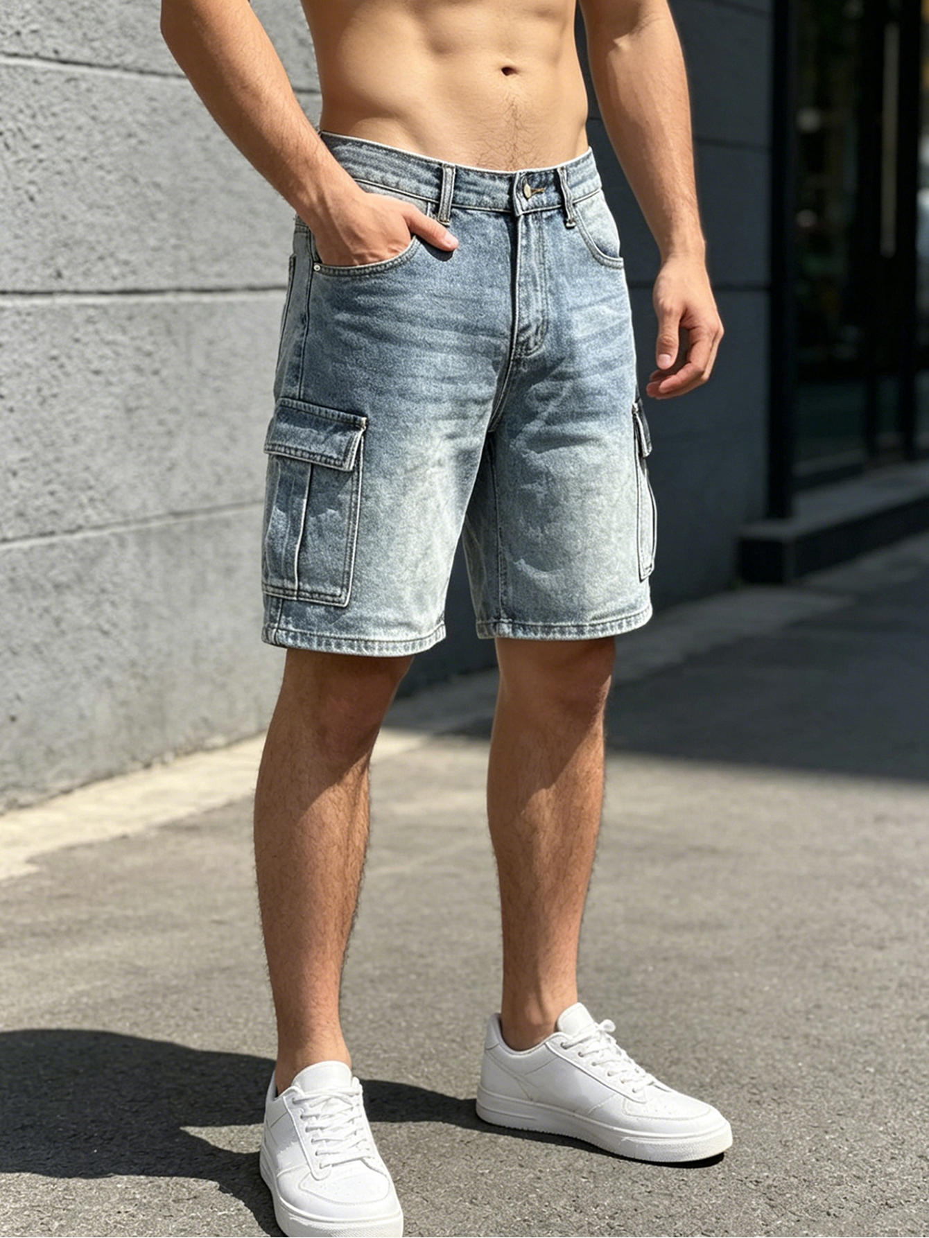 Men Workwear Jeans Denim Pants - Streetwear Brand Shorts avaliação e preço