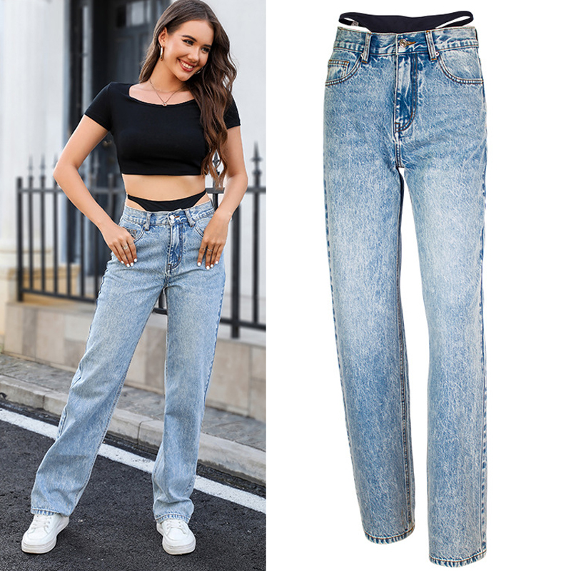 Fake Two-Piece Stitching Strai - Streetwear Outfit Brand avaliação e preço